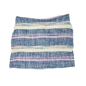 LTRA Blue Multi Striped Linen Blend Mini Skirt w/ Pockets - Size M